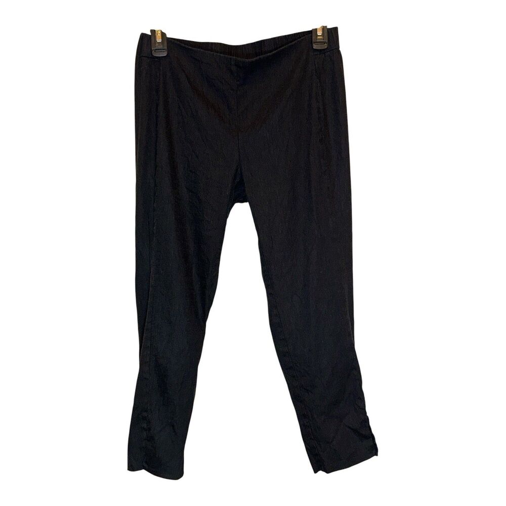 J Jill Crop Pants Womens Petite XS Black Linen Blend Stretch Pull On Casual